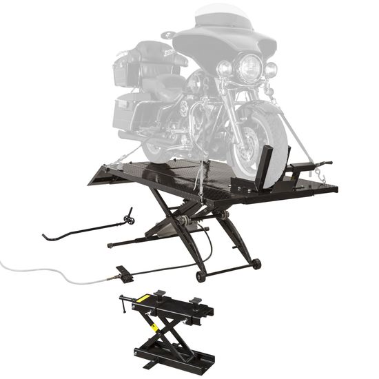 BW-1000A-XW-P Extra-Wide Pneumatic Motorcycle Lift Table  Shop Kit Options - 1000 lb Capacity