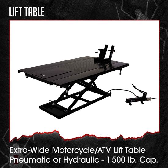 BW-1500AH-Z-BYO Extra-Wide AirHydraulic Motorcycle Lift Table - Build Your Own Shop Kit Package