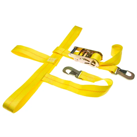 Stay There Ratchet Tie Down Straps – 2 Inch X 114 Inch, 4 Pack With Twisted Snap Hooks – Yellow, 10,000 Lb Break Strength, 3,300 Lb Safe Working Load