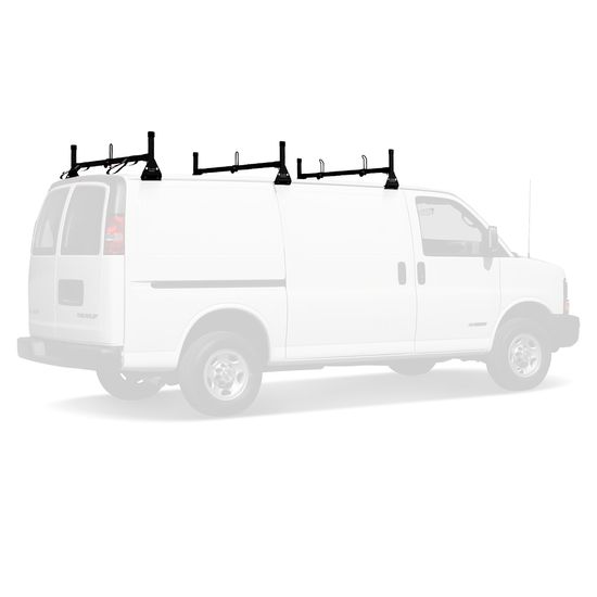 H1023B Black Three Bar Vantech Steel Chevy Express Roof Rack