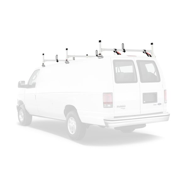 H1083W White Steel H1 Rack 3 Bar System for a Ford Econoline 1992-On