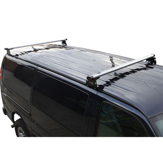 H3202W White Aluminum H3 Rack 2 Bar System for a Chevy Express 1996-On