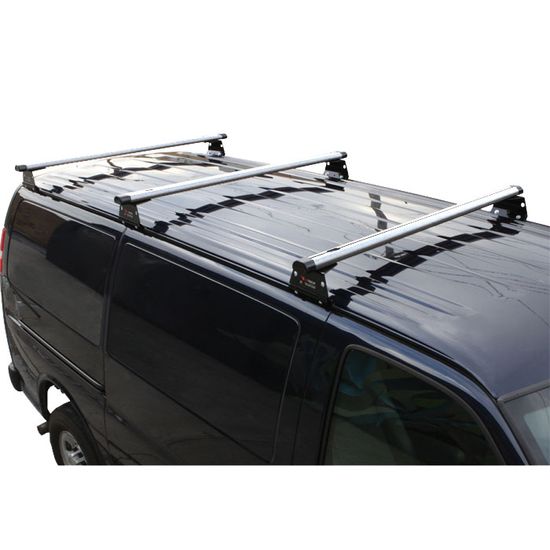 H3218W White Aluminum H3 Rack 3 Bar System for a Chevy Express 1996-On
