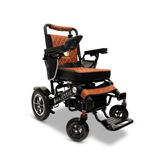 IQ7000LE-BLK-TB ComfyGo Majestic 12AH Remote-Controlled Electric Wheelchair - Black FrameTaba Faux Leather