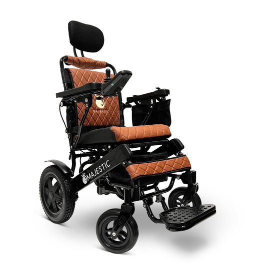 IQ9000AR-LE-BLK-TB ComfyGo Majestic Remote-Controlled Electric Wheelchair with Auto Recline 175 Seat - Black FrameTaba Faux Leather