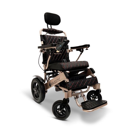 IQ9000AR-LE-BRZ-BLK ComfyGo Majestic Remote-Controlled Electric Wheelchair with Auto Recline 175 Seat - Bronze FrameBlack Faux Leather