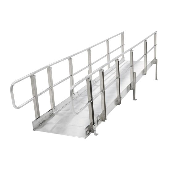 Mod-XP-Ramp-4-HR 4 L PVI Modular XP Aluminum Wheelchair Ramp Section with Handrails