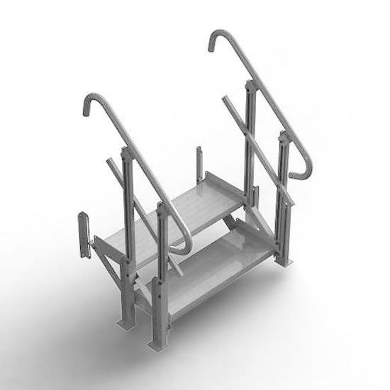 Mod-XP-Stair-2-Step 2 Step PVI Modular XP Aluminum Stair Section with Handrails