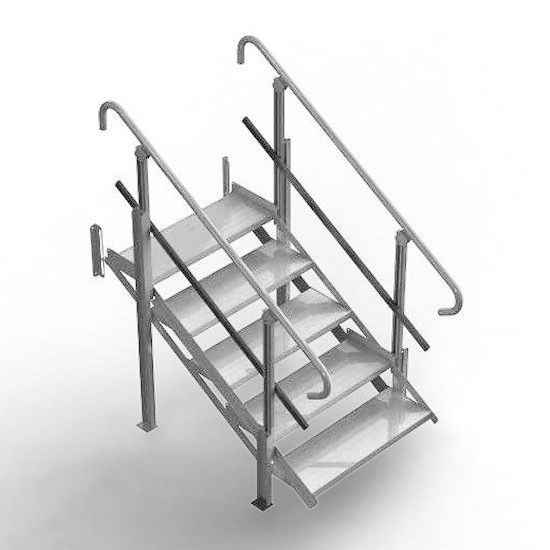 Mod-XP-Stair-5-Step 5 Step PVI Modular XP Aluminum Stair Section with Handrails