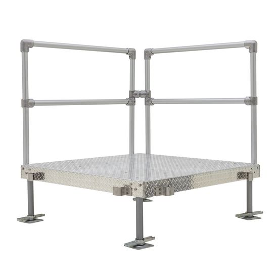 PF1-60HR 5 x 5 Silver Spring Roll-Tek Platform with Handrails for Modular Ramp System