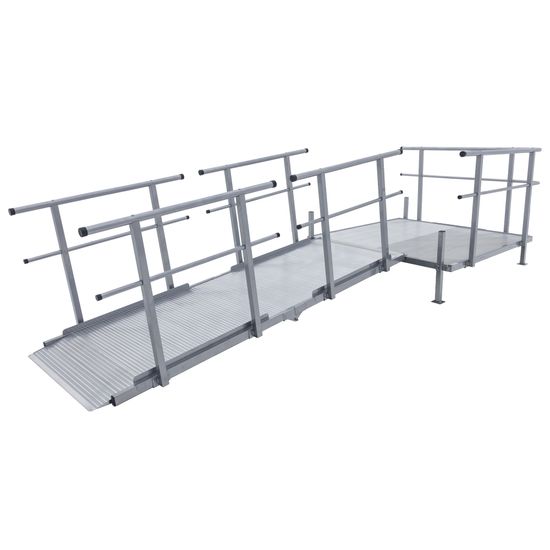 SSFKIT55-10 10 L Silver Spring Folding Aluminum Wheelchair Access Ramp with Handrails 5 Platform