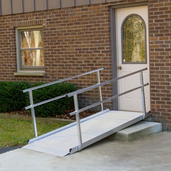 CL-SSGHR-09 9 L -Silver Spring Aluminum Wheelchair Access Ramps with Handrails
