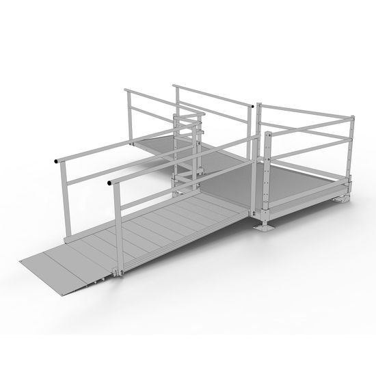 SSS13L55T Silver Spring Clearway 13 L-Shaped Modular Ramp with 5 Turn Platform