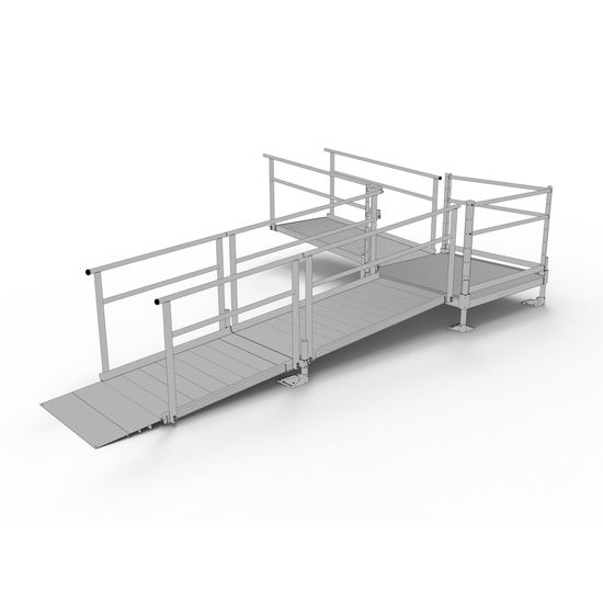 SSS16L44T Silver Spring Clearway 16 L-Shaped Modular Ramp with 4 Turn Platform