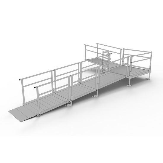 SSS21L55T Silver Spring Clearway 21 L-Shaped Modular Ramp with 5 Turn Platform