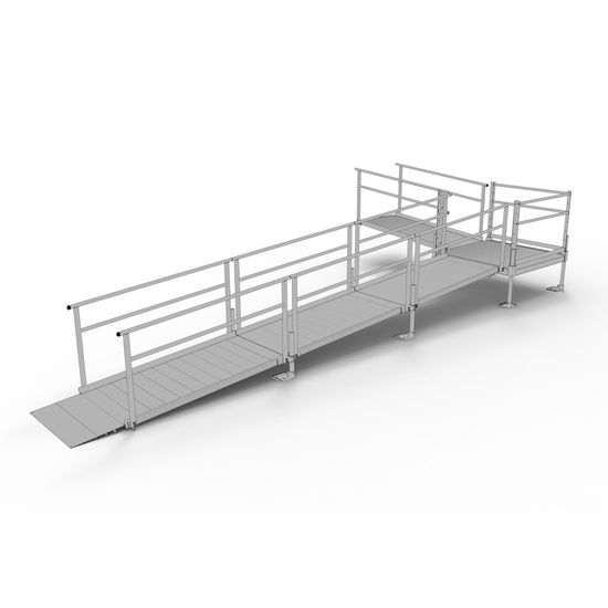Multi Turning Ramp Silver Spring Clearway 24' L-Shape Modular Ramp, 4' Platform | Discount ...