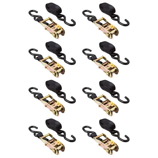 VH-Strap-R-8 1 x 6 Ratchet Strap Tie-Downs with S-Hooks - 8-Pack