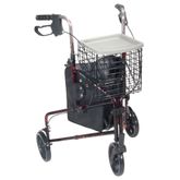 10289RD 3 Wheel Walker Rollator With Basket Tray And Pouch Flame Red 1