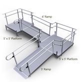 11-552TP-I Harmar Elevation 11 Side-Entry L-Shaped Modular Ramp with 5 Top Platform - Installation Included 1