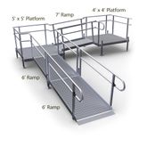 19-44552TP Harmar Elevation 19 Side-Entry L-Shaped Modular Ramp with 4 Top Platform 1