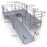 24-44TSB45 Harmar Elevation 24 Side-Entry U-Shaped Modular Ramp with 4 Top Platform 8 Turning Platform 1