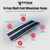322100 Titan Ramps 10 Multi-Fold Aluminum Wheelchair Ramp - 600 lb Capacity EI1
