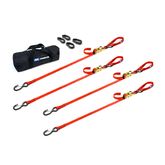 510438 1 x 10 Motorcycle Ratchet Tie-Down Pack with Integrated Soft Loops S-Hooks  Keepers - Orange