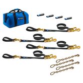 511267 Two 6  Two 8 Ultra Pack Tie-Down Straps with Detachable Axle Straps Direct Hook Ends  Chain Extensions - Black