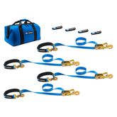 512118 2 x 8 Super Pack Tie-Down Strap Kit with Integrated Axle Straps Direct Hook Ends - Blue