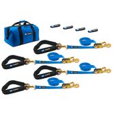 512658 2 x 8 Pro Pack Premium Tie-Down Strap Kit with 40 Axle Strap Direct Hook Ends - Blue