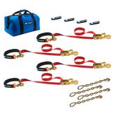 513126 2 x 6 Super Pack Tie-Down Strap Kit with Integrated Axle Straps Direct Hook Ends  Chain Extension Ends - Red