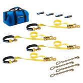 514126 2 x 6 Super Pack Tie-Down Strap Kit with Integrated Axle Straps Direct Hook Ends  Chain Extension Ends - Yellow