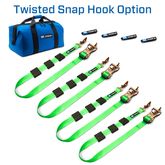515000 2 x 10 Tire Block Strap Pack with Twisted Snap Hook Ends - Lime Green