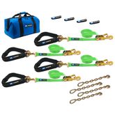 515657 2 x 6 Pro Pack Premium Tie-Down Strap Kit with 40 Axle Strap Direct Hook Ends  Chain Extensions - Lime Green
