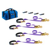 516116 2 x 6 Super Pack Tie-Down Strap Kit with Integrated Axle Straps Direct Hook Ends - Purple