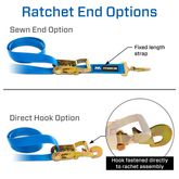 516657 2 x 6 Pro Pack Premium Tie-Down Strap Kit with 40 Axle Strap Direct Hook Ends  Chain Extensions - Purple 3