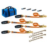 518617 2 x 6 Pro Pack Premium Tie-Down Strap Kit with 24 Black Axle Strap Direct Hook Ends  Chain Extensions - Orange
