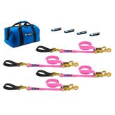 519219 2 x 10 Ultra Pack Tie-Down Straps with Detachable Axle Straps Direct Hook Ends - Pink