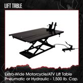 BW-1500AH-Z-BYO Extra-Wide AirHydraulic Motorcycle Lift Table - Build Your Own Shop Kit Package