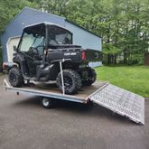 F05-75-048-HINGE-MC 48 L x 75 W Heavy-Duty Bi-Fold Aluminum Trailer Ramps for MotorcycleATVUTVGolf Cart 1