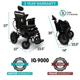 IQ9000AR-LE-BLK-BLU ComfyGo Majestic Remote-Controlled Electric Wheelchair with Auto Recline 175 Seat - Black FrameBlue Faux Leather 1