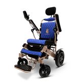 IQ9000AR-LE-BRZ-BLU ComfyGo Majestic Remote-Controlled Electric Wheelchair with Auto Recline 175 Seat - Bronze FrameBlue Faux Leather 3