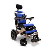 IQ9000PLUS-AR-LE-BRZ-BLU ComfyGo Majestic Remote-Controlled Electric Wheelchair with Auto Recline 20 Seat - Bronze FrameBlue Faux Leather