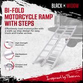 MC-STEPRAMP-1737 Black Widow Aluminum Bi-Fold Motorcycle Ramp with Steps AI1