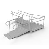 PS10L55T 10 L x 3 W EZ-ACCESS PATHWAY L-Shaped Aluminum Wheelchair Ramp Kit With 5 Turn Platform