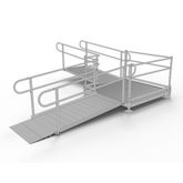 PS12L55T 12 L x 3 W EZ-ACCESS PATHWAY L-Shaped Aluminum Wheelchair Ramp Kit With 5 Turn Platform
