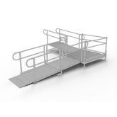 PS14L55T 14 L x 3 W EZ-ACCESS PATHWAY L-Shaped Aluminum Wheelchair Ramp Kit With 5 Turn Platform