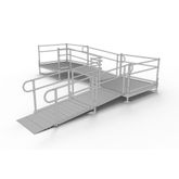 PS14L55TT 14 L x 3 W EZ-ACCESS PATHWAY L-Shaped Aluminum Wheelchair Ramp Kit With 5 Platforms