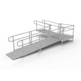 PS16L44T 16 L x 3 W EZ-ACCESS PATHWAY L-Shaped Aluminum Wheelchair Ramp Kit With 4 Turn Platform