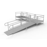 PS18L55TT 18 L x 3 W EZ-ACCESS PATHWAY L-Shaped Aluminum Wheelchair Ramp Kit With 5 Platforms